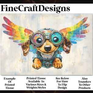 Schattigee Steampunk Teckel met Vleugels AV8 Decou Tissuepapier