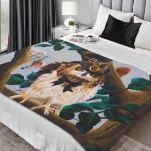 Schattigee Steampunk top Hoed Uil Fleece Deken