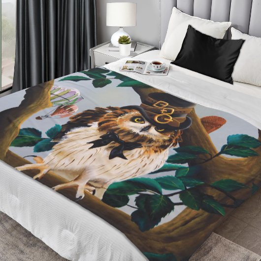 Schattigee Steampunk top Hoed Uil Fleece Deken