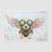 Schattigee Steampunk Vliegende Puppy Hond AW3 Deco Tissuepapier (Voorkant)