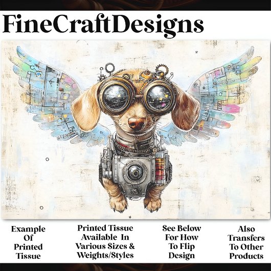 Schattigee Steampunk Vliegende Teckel AW2 Decoupag Tissuepapier