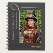 Schattigee Steampunk Warrior Heart Quote Grijs Dag Planner (Voorkant)