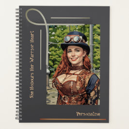 Schattigee Steampunk Warrior Heart Quote Grijs Dag Planner