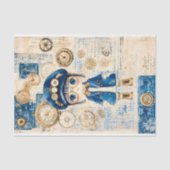 Schattigee Steampunk Waterverf Doll, Blauw BH8 Dec Tissuepapier (Voorkant)