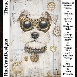Schattigee Steampunk White Dog in Goggles CY4 Deco Tissuepapier