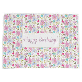 Schattigee Stedelijke Kleurrijke Waterverf Bloemen Groot Cadeauzakje