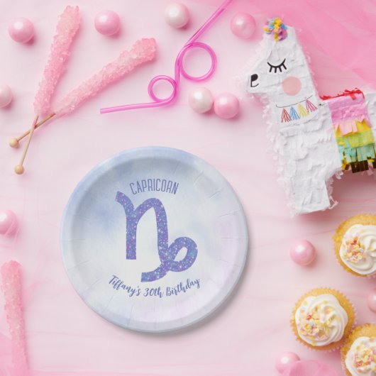 Schattigee Steenbok Teken Aangepaste Verjaardagsfe Papieren Bordje (Feest)