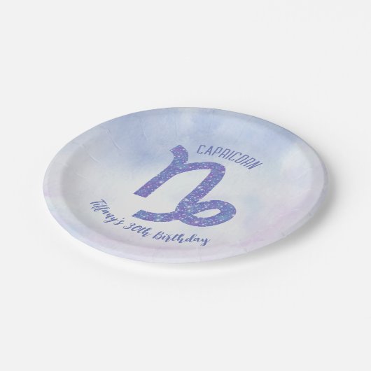 Schattigee Steenbok Teken Aangepaste Verjaardagsfe Papieren Bordje (Gekanteld)