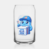 Schattigee stemming Blauw 2024 presidentsverkiezin Blikvorm Glas (Achterkant)