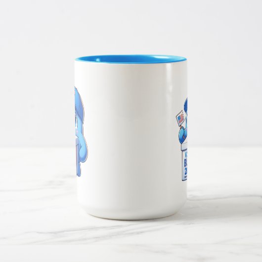 Schattigee stemming Blauw 2024 presidentsverkiezin Tweekleurige Koffiemok (Center)