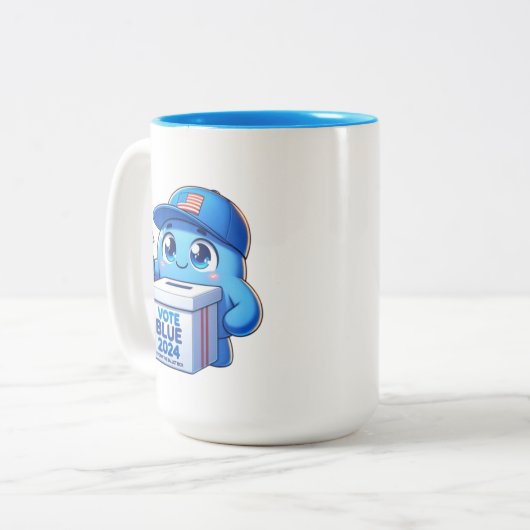 Schattigee stemming Blauw 2024 presidentsverkiezin Tweekleurige Koffiemok (Voorkant links)