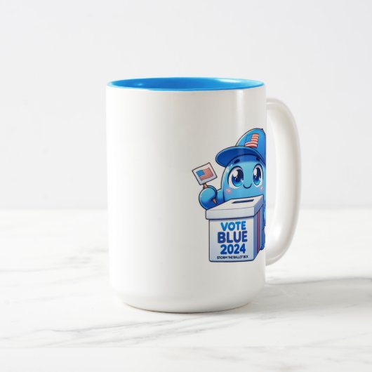 Schattigee stemming Blauw 2024 presidentsverkiezin Tweekleurige Koffiemok (Voorkant rechts)