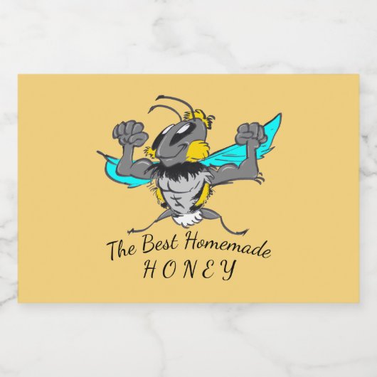 Schattigee Sterke Bumble Bee Cartoon Food Label Se Voedselcontainer Etiket (Enkel label)