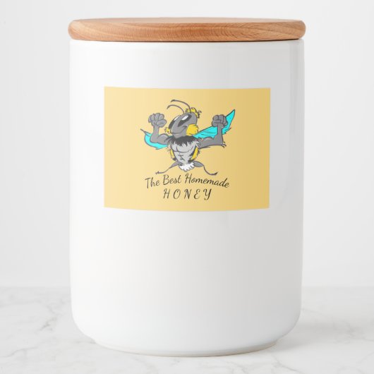 Schattigee Sterke Bumble Bee Cartoon Food Label Se Voedselcontainer Etiket (Voorkant)
