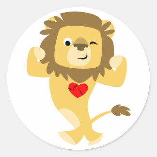 Schattigee Sterke Cartoon Leeuw Hart Sticker