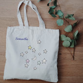 Schattigee Sterren Maan Aangepaste Naam Kawaii Tote Bag