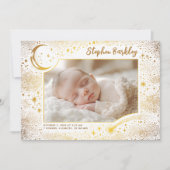 Schattigee sterren maan hemelse pasgeboren foto ge aankondiging (Voorkant)