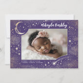 Schattigee sterren maan hemelse pasgeboren foto ge aankondiging (Voorkant)