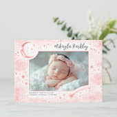 Schattigee sterren maan hemelse pasgeboren foto ge aankondiging (Staand voorkant)