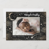 Schattigee sterren maan hemelse pasgeboren foto ge aankondiging (Voorkant)