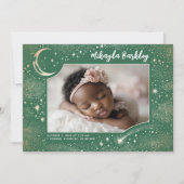 Schattigee sterren maan hemelse pasgeboren foto ge aankondiging (Voorkant)