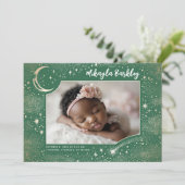 Schattigee sterren maan hemelse pasgeboren foto ge aankondiging (Staand voorkant)