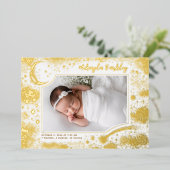 Schattigee sterren maan hemelse pasgeboren foto ge folie uitnodiging (Staand Voorkant)