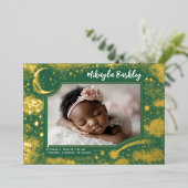 Schattigee sterren maan hemelse pasgeboren foto ge folie uitnodiging (Staand Voorkant)