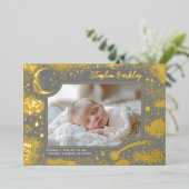 Schattigee sterren maan hemelse pasgeboren foto ge folie uitnodiging (Staand Voorkant)