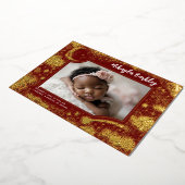 Schattigee sterren maan hemelse pasgeboren foto ge folie uitnodiging (Gedraaid)