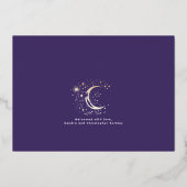 Schattigee sterren maan hemelse pasgeboren foto ge folie uitnodiging (Achterkant)