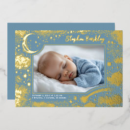 Schattigee sterren maan hemelse pasgeboren foto ge folie uitnodiging
