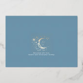 Schattigee sterren maan hemelse pasgeboren foto ge folie uitnodiging (Achterkant)