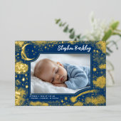 Schattigee sterren maan hemelse pasgeboren foto ge folie uitnodiging (Staand Voorkant)