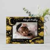 Schattigee sterren maan hemelse pasgeboren foto ge folie uitnodiging (Staand Voorkant)