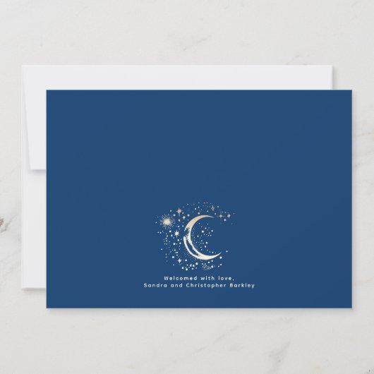 Schattigee Sterren Maan Hemelse Pasgeboren Jongen Aankondiging (Achterkant)