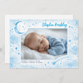 Schattigee Sterren Maan Hemelse Pasgeboren Jongen  Aankondiging (Voorkant / Achterkant)
