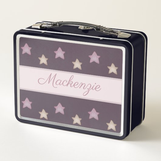 Schattigee sterren met aangepaste naam op roze (Achterkant)