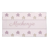 Schattigee sterren met aangepaste naam op roze kussensloop (Achterkant)