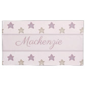Schattigee sterren met aangepaste naam op roze kussensloop (Voorkant)