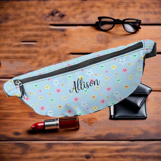 Schattigee sterren met gezichten in pastelkleuren, heuptasje