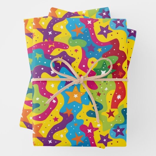 Schattigee sterren regenbogen kinder partij tegelp inpakpapier vel (In situ)