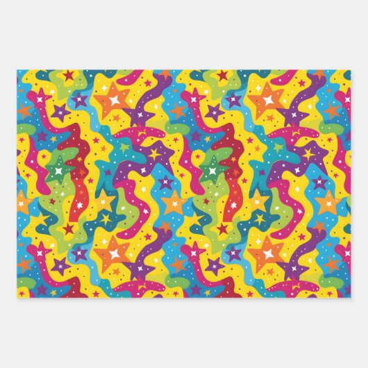 Schattigee sterren regenbogen kinder partij tegelp inpakpapier vel (Voorkant)
