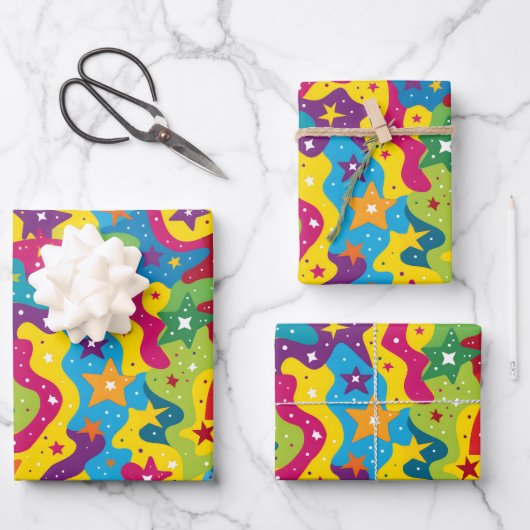 Schattigee sterren regenbogen kinder partij tegelp inpakpapier vel (Voorkant)