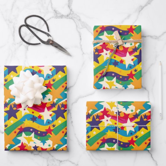 Schattigee sterren regenbogen kinder partij tegelp inpakpapier vel (Voorkant)