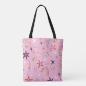Schattigee sterren regenbogen roze patroon tote bag (Achterkant)