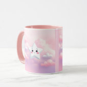 Schattigee Sterren Roze Wolken Combo Mok (Voorkant links)