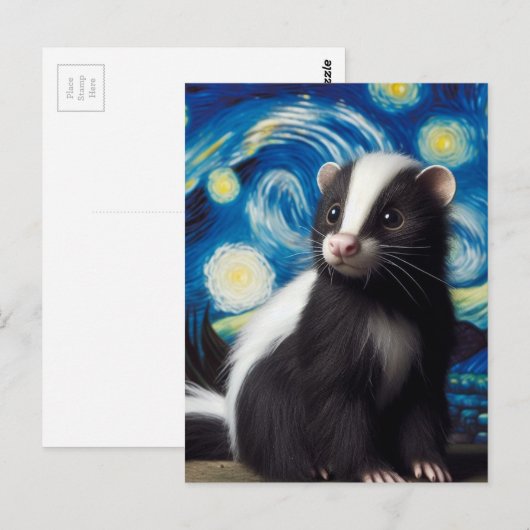 Schattigee Sterrennacht Skunk Briefkaart (Voorkant / Achterkant)