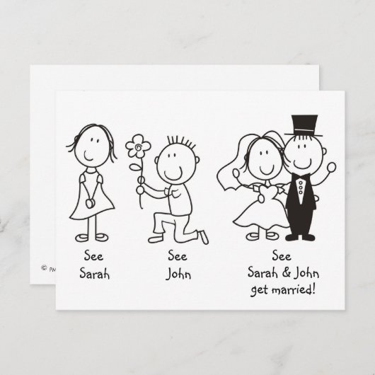 Schattigee Stick Figures Sla de datum Briefkaarten (Voorkant / Achterkant)