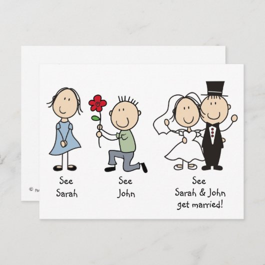 Schattigee Stick Figures Sla de datum Briefkaarten (Voorkant / Achterkant)